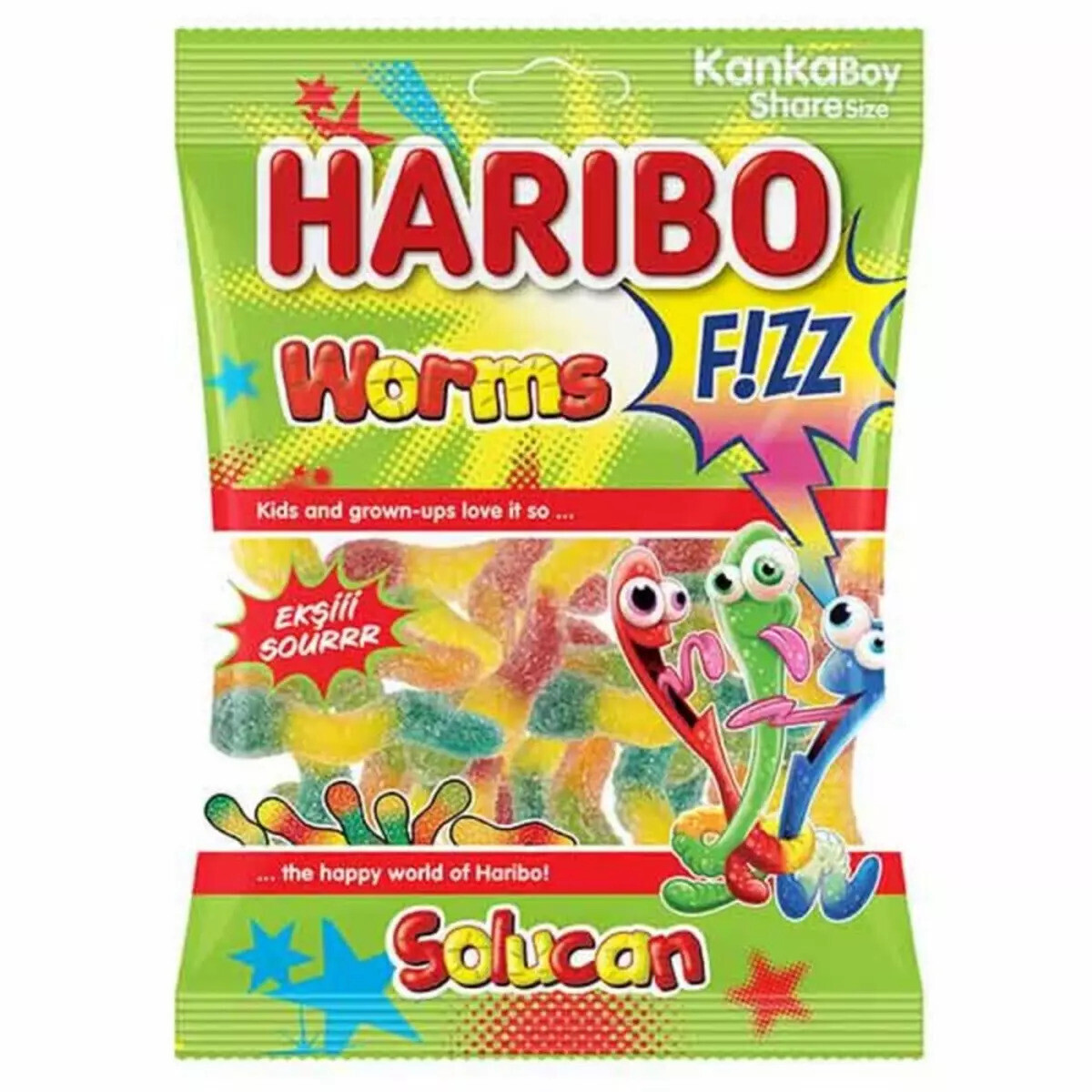 Haribo Fizzy Worms (Halal) 24x70g